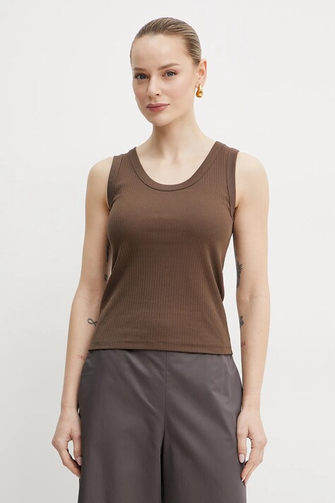 Weekend Max Mara top din bumbac culoarea maro, 2515941022600