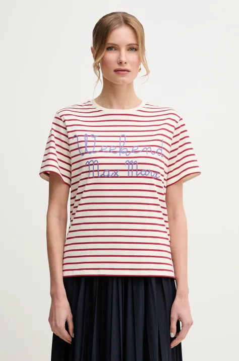 Weekend Max Mara t-shirt bawełniany damski kolor beżowy 2515971042600