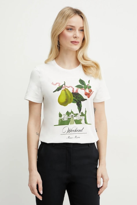 Pamučna majica Weekend Max Mara za žene, boja: bijela, 2515971052600