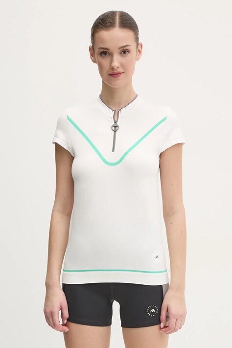 Tréningové tričko adidas by Stella McCartney TrueNature biela farba, s polorolákom, JI5228