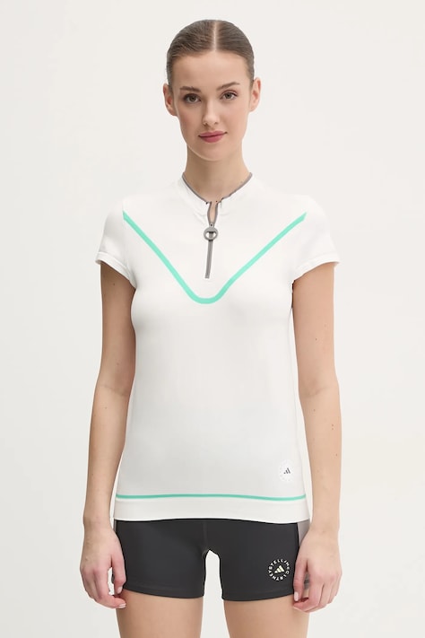Tréninkové tričko adidas by Stella McCartney TrueNature bílá barva, s pologolfem, JI5228