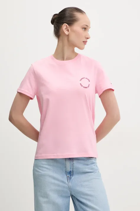 Tommy Jeans t-shirt in cotone donna colore rosa DW0DW21768