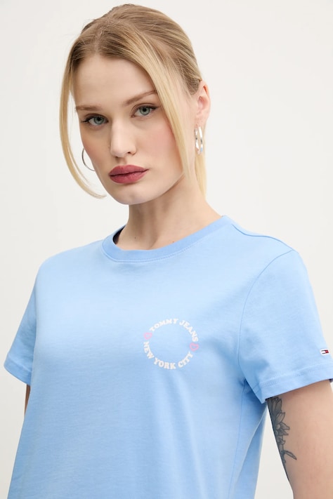 Bavlněné tričko Tommy Jeans modrá barva, DW0DW21768