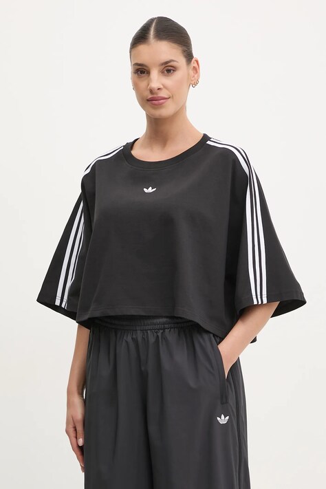 adidas Originals tricou din bumbac BOXY TEE femei, culoarea negru, JY8884