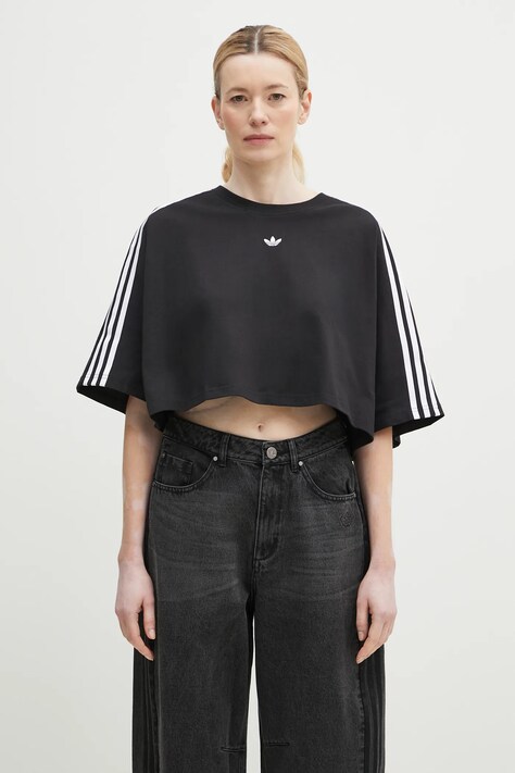 adidas Originals cotton t-shirt BOXY TEE women’s black color JY8884