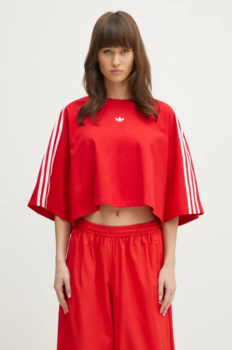 Хлопковая футболка adidas Originals BOXY TEE женская цвет красный JY8885