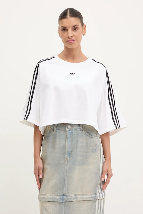adidas Originals tricou din bumbac BOXY TEE femei, culoarea alb, JY8886