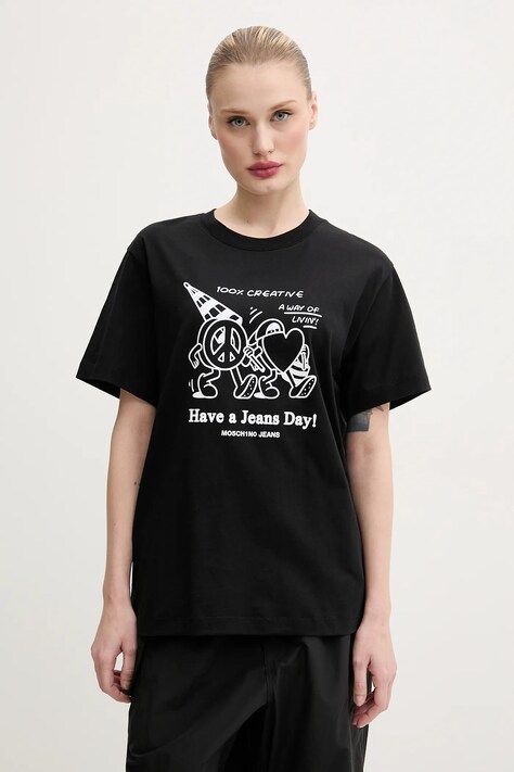Bavlněné tričko Moschino Jeans černá barva, 0714 3732