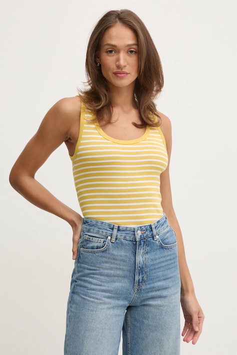 United Colors of Benetton top din bumbac culoarea galben, 30YSDH010