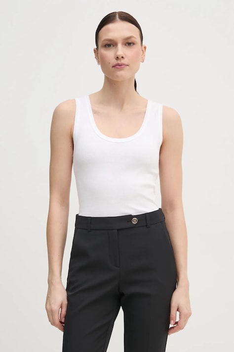 United Colors of Benetton top din bumbac culoarea alb, 3GA2DH010