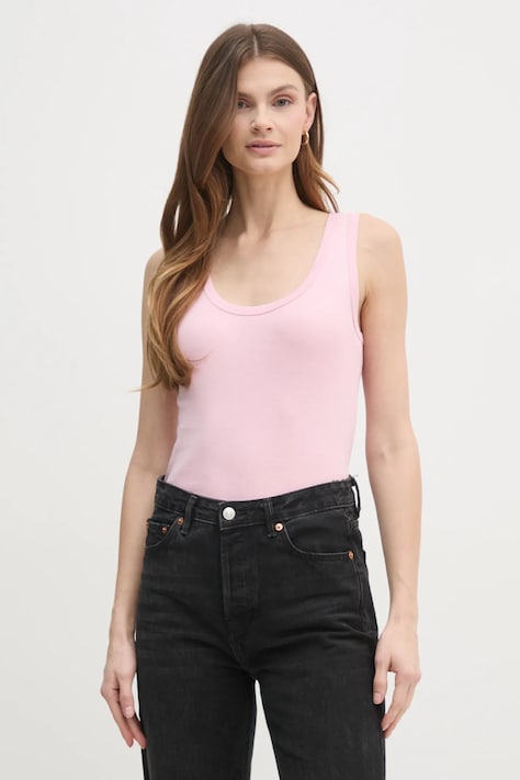 United Colors of Benetton top din bumbac culoarea roz, 3GA2DH010