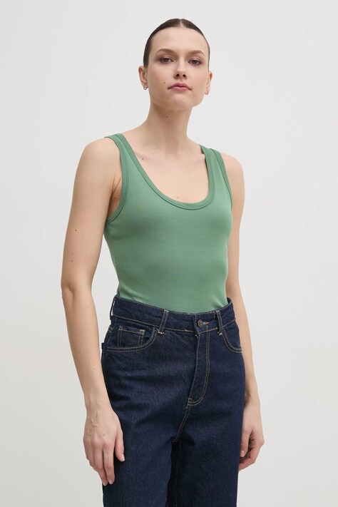 Bavlněný top United Colors of Benetton zelená barva, 3GA2DH010