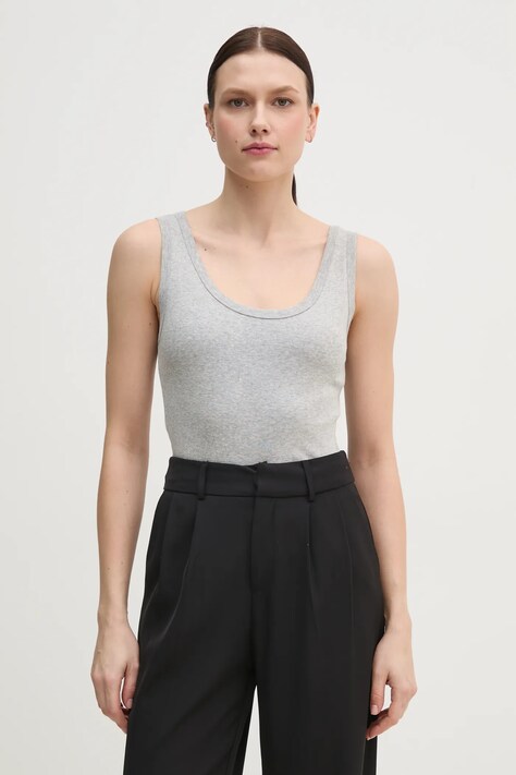 Bavlněný top United Colors of Benetton šedá barva, 3GA2DH010