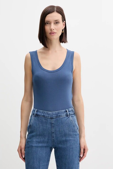 United Colors of Benetton top din bumbac culoarea gri, 3GA2DH010