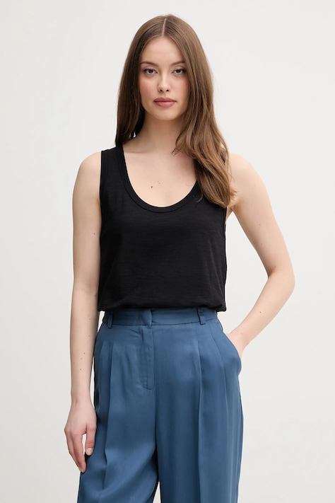 Bavlněný top United Colors of Benetton černá barva, 3BVXDH00Z