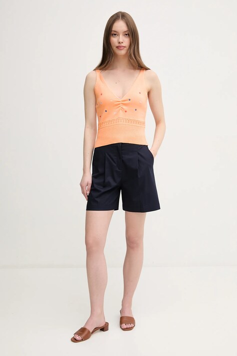 Бавовняний топ United Colors of Benetton — SS25-TSD11M, помаранчевий — фото 2