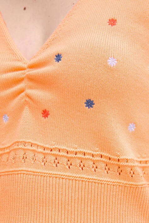 Бавовняний топ United Colors of Benetton — SS25-TSD11M, помаранчевий — фото 5