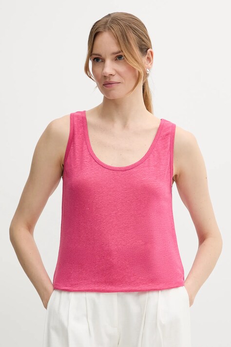 Льняний топ United Colors of Benetton колір рожевий 37UJE8398
