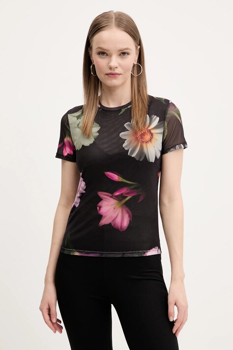 Desigual t-shirt DES MOINES damski kolor czarny 25SWTK88