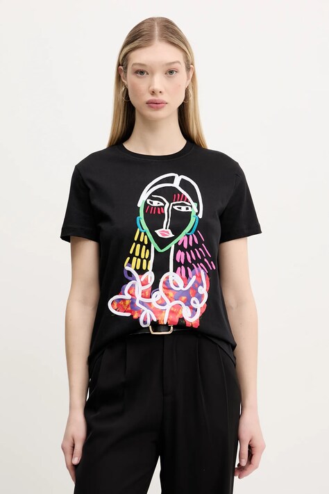 Desigual t-shirt bawełniany MISURI damski kolor czarny 25SWTKA9