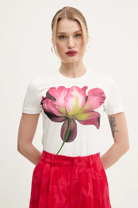 Desigual t-shirt PLATA damski kolor biały 25SWTK24
