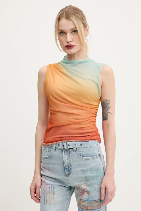Halenka Desigual SAHARA dámská, oranžová barva, vzorovaná, 25SWTK98
