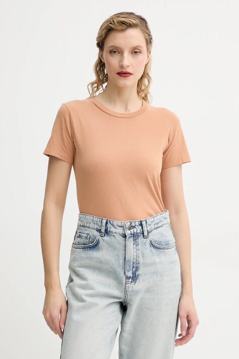 Bavlněné tričko American Vintage hnědá barva, GAMI21E25