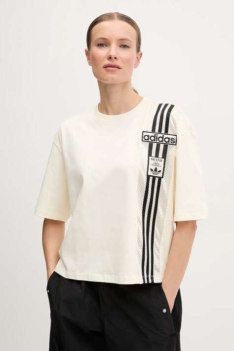 adidas Originals tricou din bumbac femei, culoarea bej, JD0098