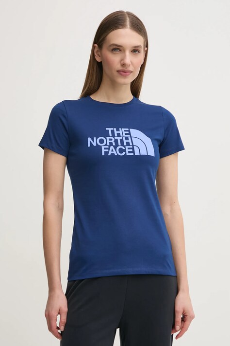 The North Face tricou Easy femei, culoarea albastru marin, NF0A8A6D89N1