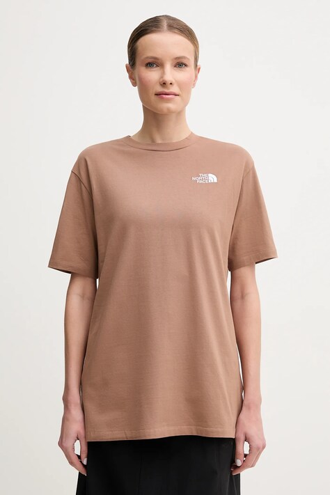 The North Face t-shirt bawełniany Essential damski kolor brązowy NF0A87NQ6IH1