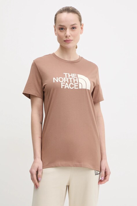 The North Face tricou Relaxed Easy femei, culoarea maro, NF0A8A6GAIA1