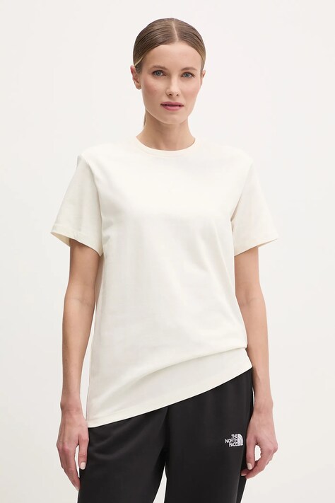 The North Face tricou din bumbac Relaxed femei, culoarea bej, NF0A8C38QLI1
