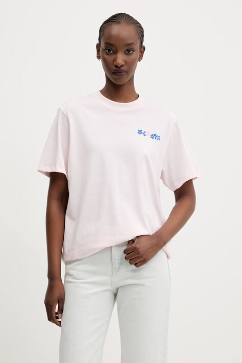 Hugo Blue tricou din bumbac femei, culoarea roz, 50537239