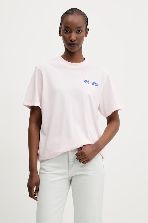 Hugo Blue tricou din bumbac femei, culoarea roz, 50537239