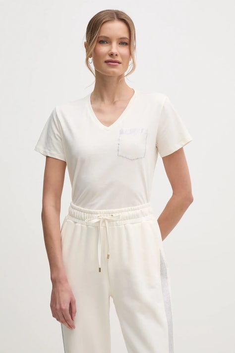 Liu Jo t-shirt bawełniany damski kolor beżowy TA5172 JS923