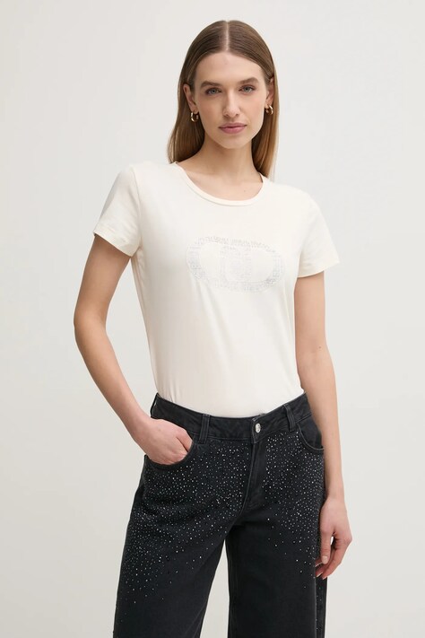 Liu Jo tricou femei, culoarea bej, TA5173 JS003