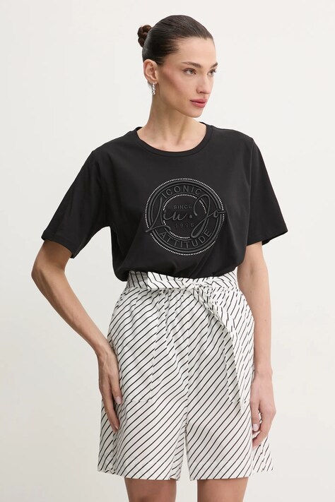 Liu Jo tricou din bumbac femei, culoarea negru, TA5174 JS923