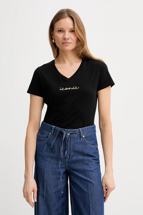 Liu Jo tricou din bumbac culoarea negru, TA5179 J6040