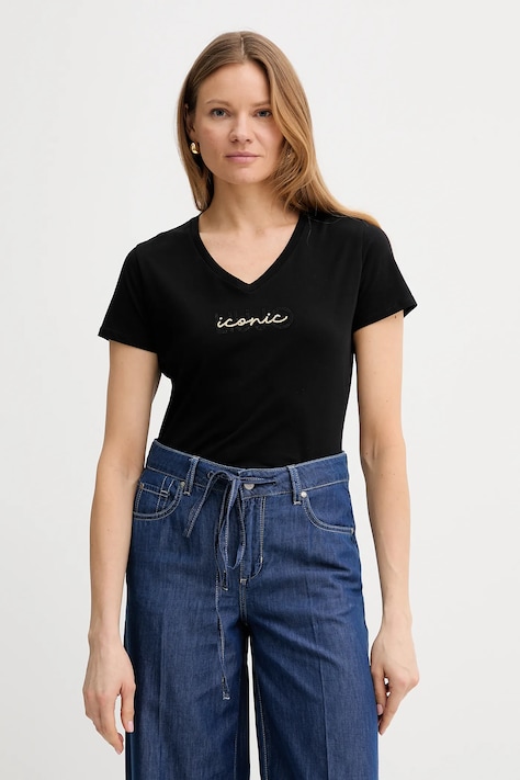 Liu Jo tricou din bumbac culoarea negru, TA5179 J6040