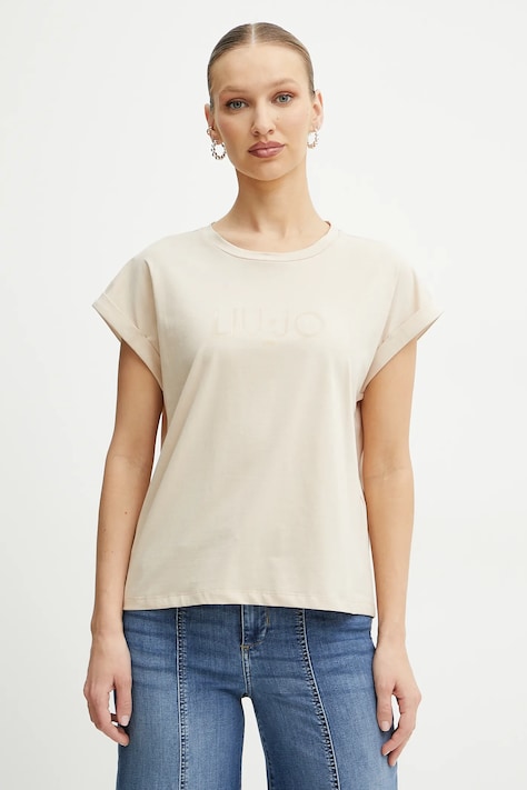 Liu Jo t-shirt damski kolor beżowy TA5181 JS003