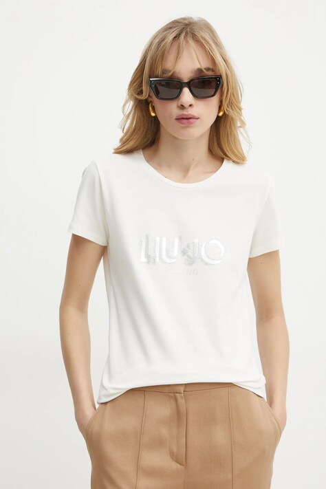 Liu Jo tricou femei, culoarea bej, TA5214 JS003