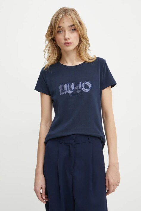 Liu Jo tricou femei, culoarea albastru marin, TA5214 JS003