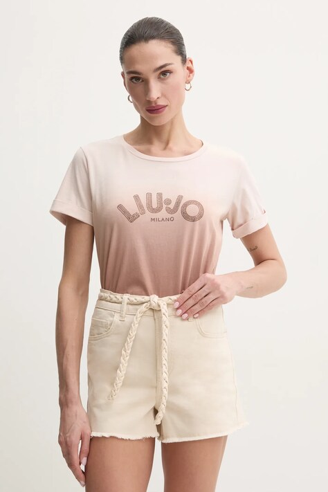 Памучна тениска Liu Jo в бежово TA5267 JS923