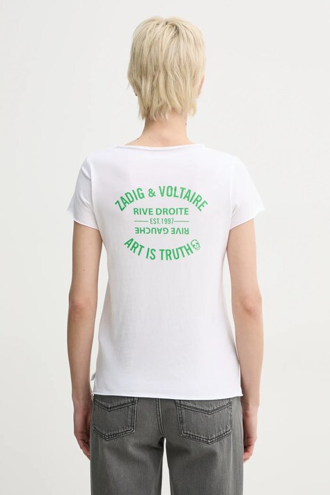 ZADIG&VOLTAIRE tricou din bumbac femei, culoarea alb, JWTN02612