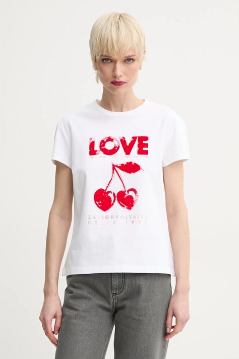ZADIG&VOLTAIRE tricou din bumbac femei, culoarea alb, JWTS02684