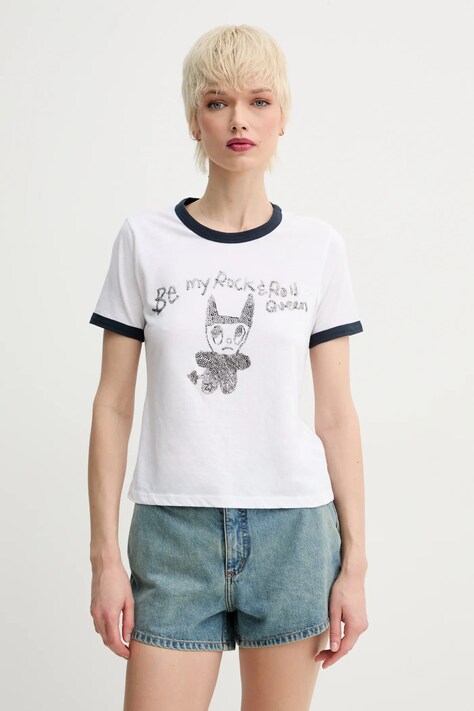 ZADIG&VOLTAIRE tricou din amestec de in femei, culoarea alb, JWTS02772