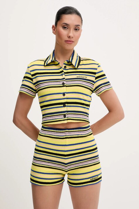 adidas Originals cămașă Towel S Tee culoarea galben, cu guler clasic, slim, JC5333