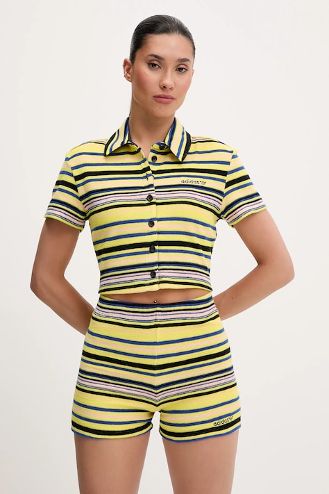 adidas Originals cămașă Towel S Tee culoarea galben, cu guler clasic, slim, JC5333