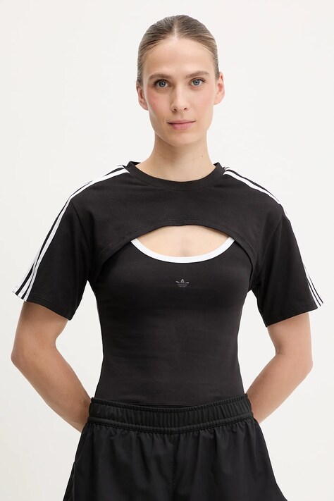 Tričko adidas Originals Cut-Out Tee dámské, černá barva, JD0042