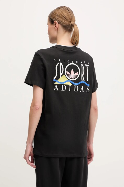 adidas Originals tricou din bumbac Graphic Loose T femei, culoarea negru, JD1805